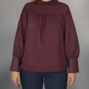 NWT Size Large Evidnt for Anthropologie Womens Silky High Neck Blouse